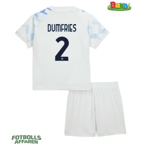 Inter Milan Denzel Dumfries #2 Bortaställ Barn 2025-26 Kortärmad (+ Korta byxor)